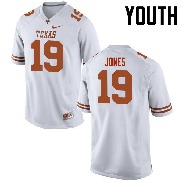 Youth #19 Brandon Jones Texas Longhorns College Football Jerseys-White - Click Image to Close